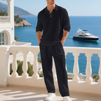 Men's Casual Polo Set | Wide Leg Pants-10