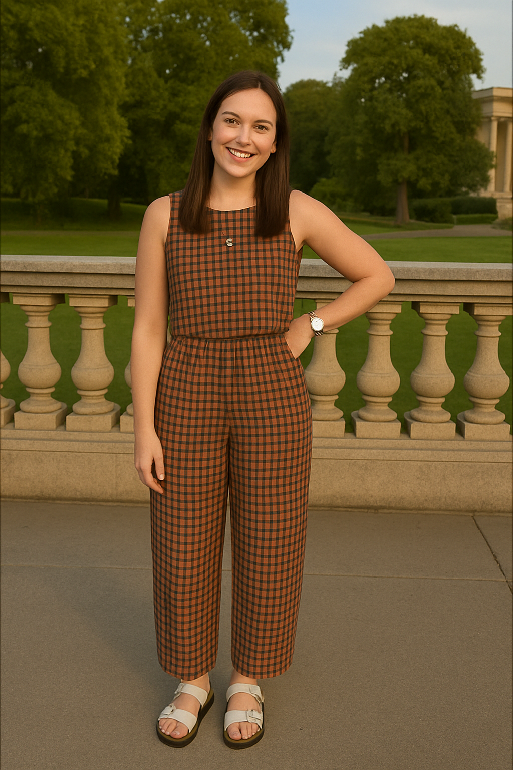 Women's Checkered Wide Leg Pants Set | Casual-9