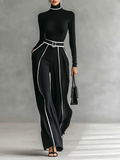Women's Wide Leg Pants Set | Turtleneck Maxi-1