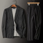 Men's Linen Blazer Wide Leg Pants Set | Casual-2