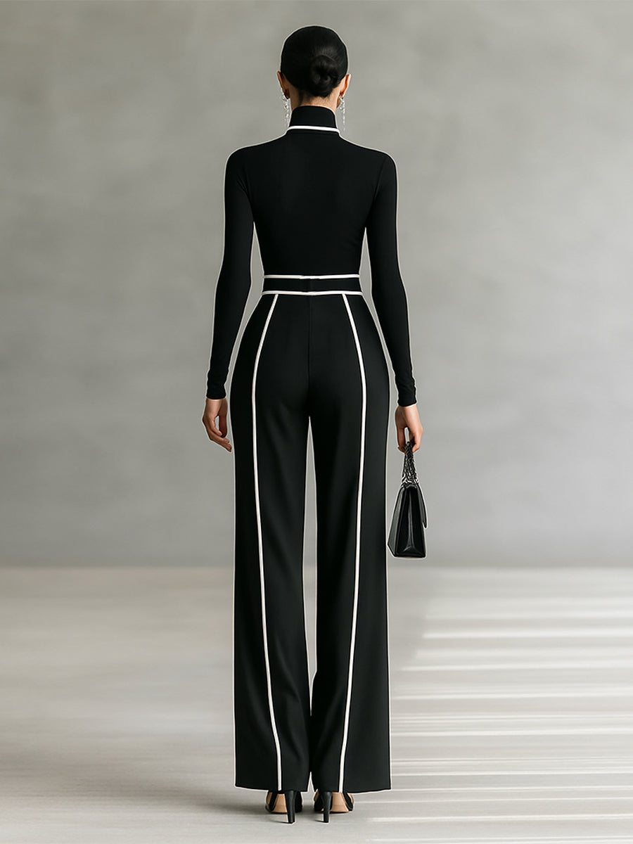 Women's Wide Leg Pants Set | Turtleneck Maxi-2