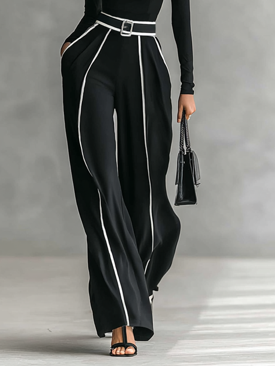 Women's Wide Leg Pants Set | Turtleneck Maxi-4