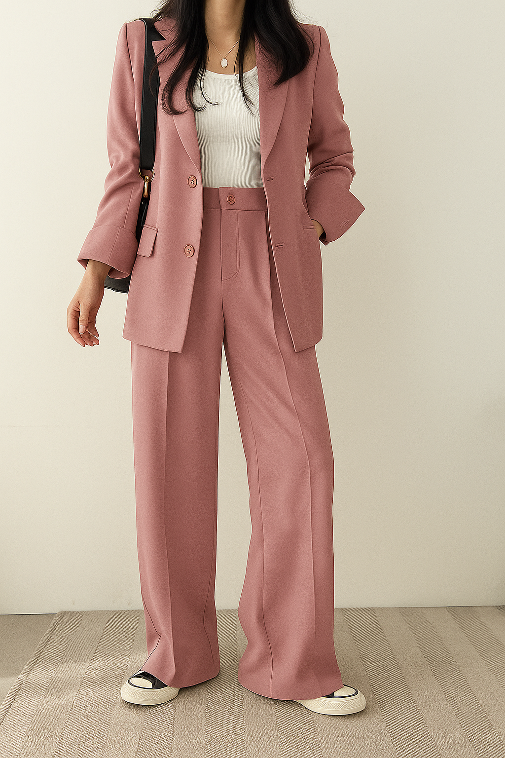 Women's Suit Set | Blazer Wide Leg Pants-1