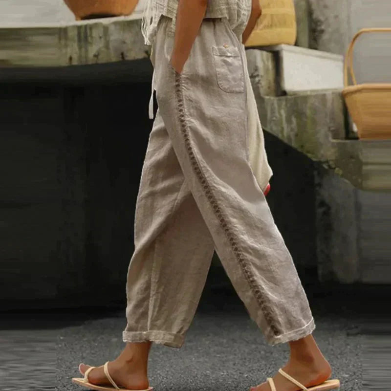 Women's High Waist Wide Leg Pants | Casual Striped-3