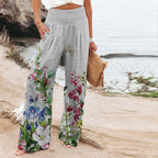 Women's Floral Wide Leg Pants | Summer Boho-4