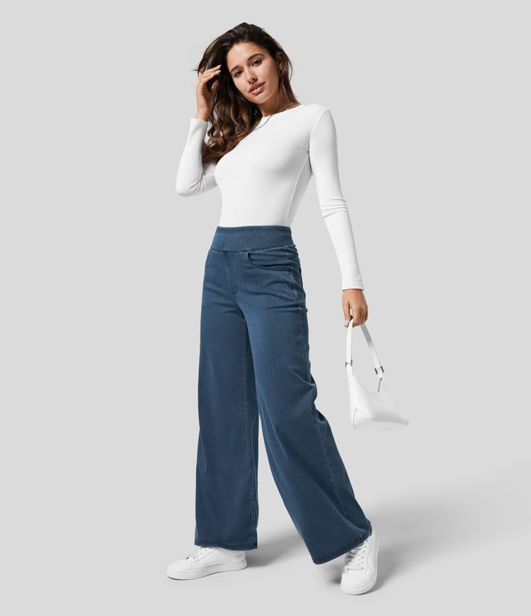 Women's Wide Leg High Waist Jeans | Casual-6