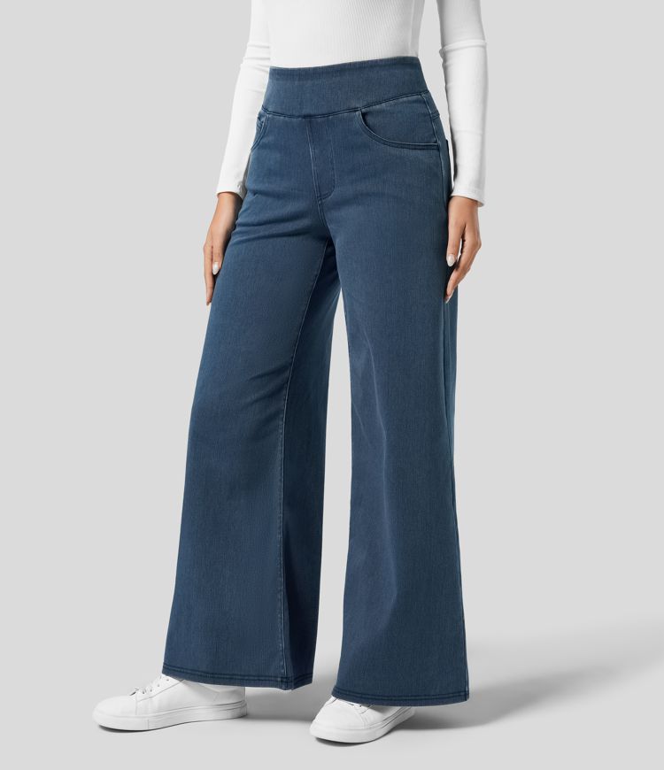 Women's Wide Leg High Waist Jeans | Casual-1