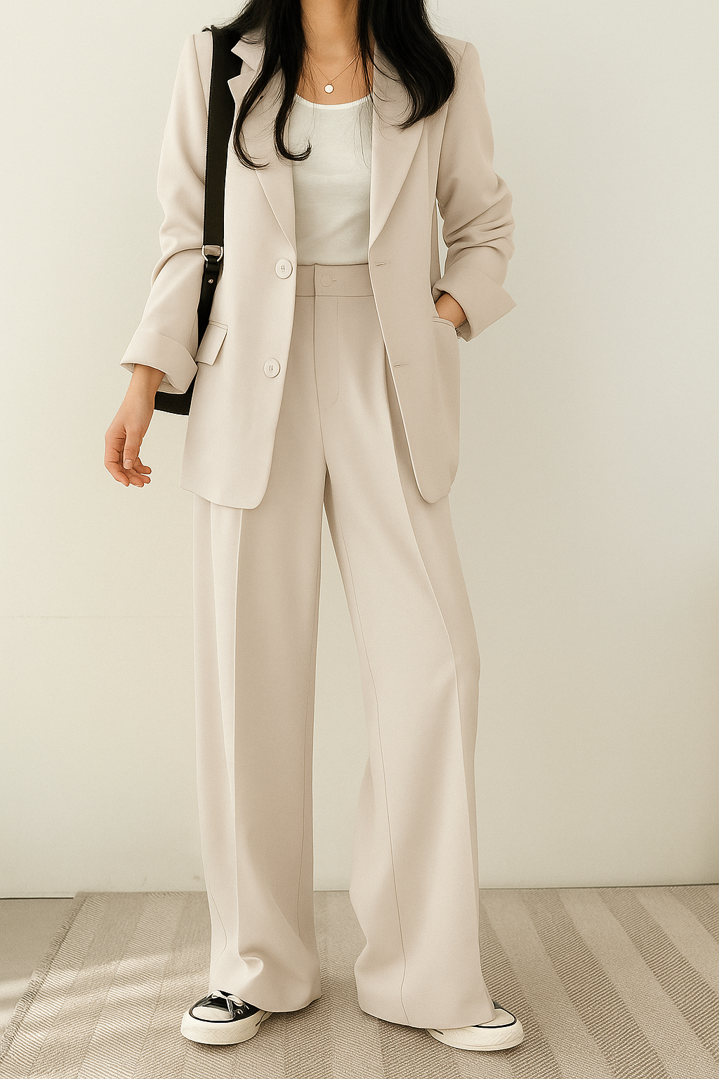 Women's Suit Set | Blazer Wide Leg Pants-3