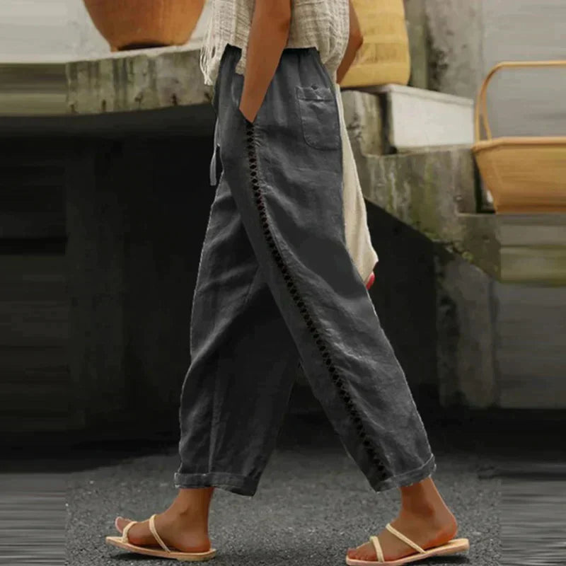 Women's High Waist Wide Leg Pants | Casual Striped-4