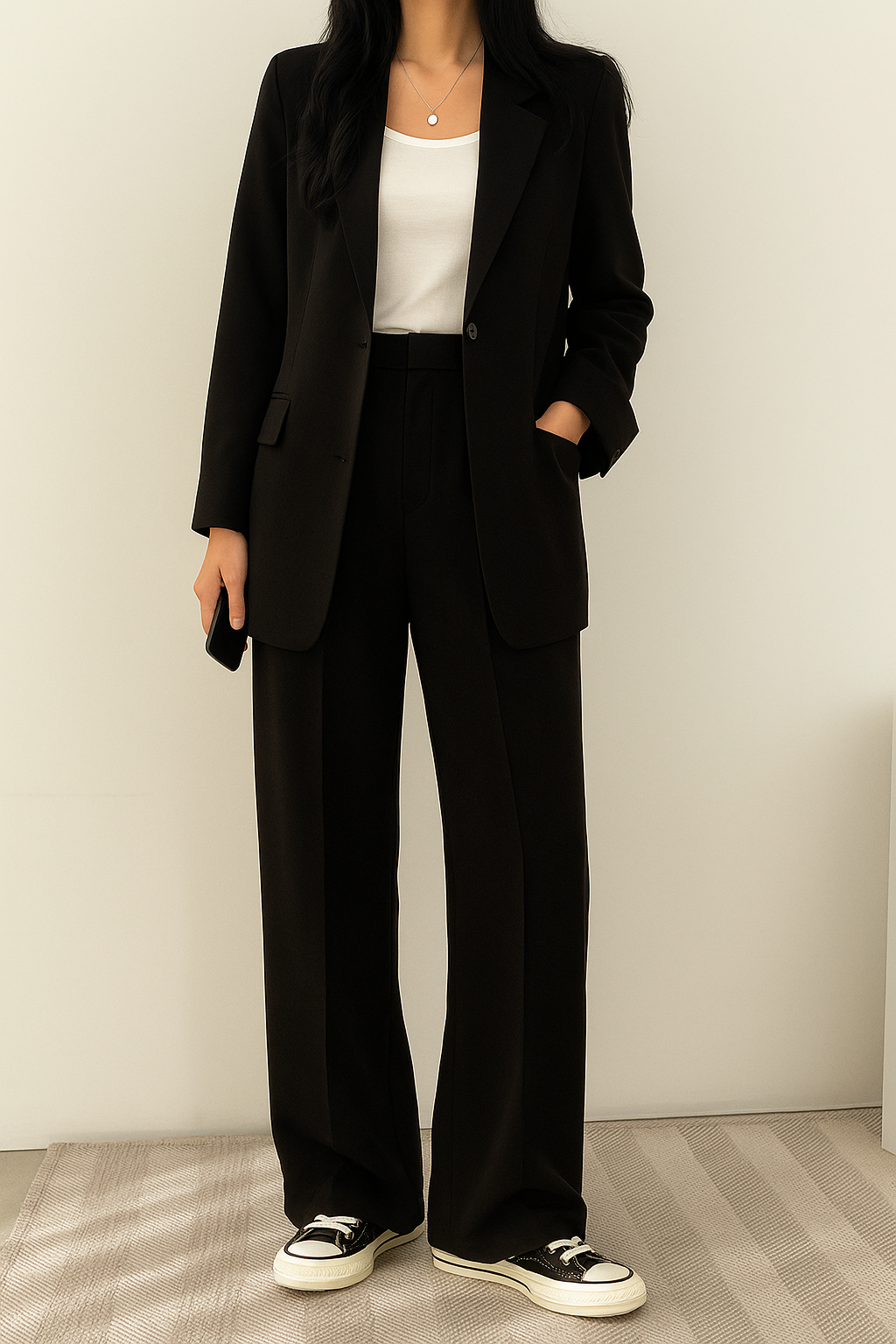 Women's Suit Set | Blazer Wide Leg Pants-5