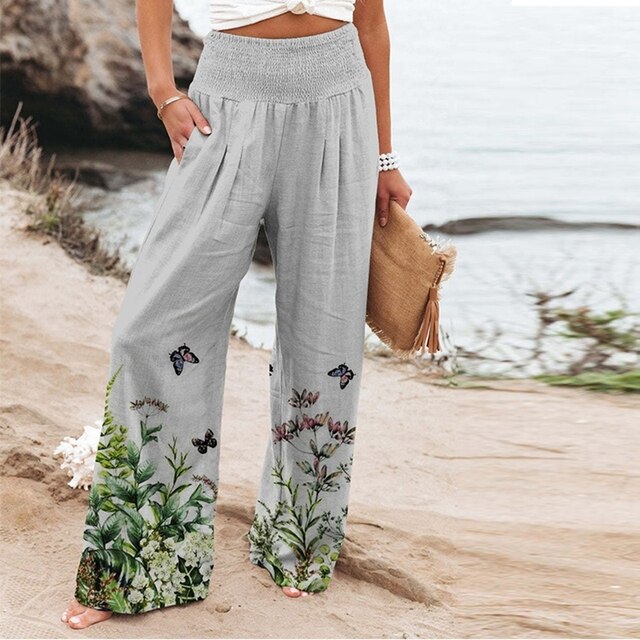 Women's Floral Wide Leg Pants | Summer Boho-2