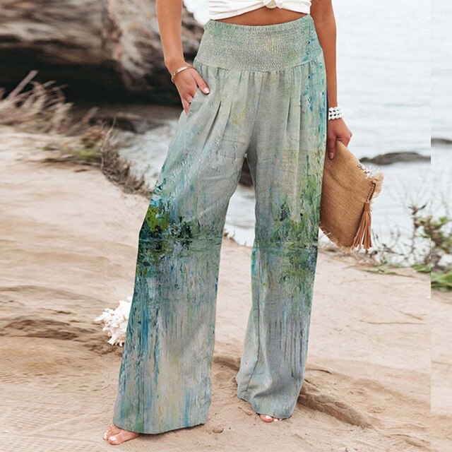 Women's Floral Wide Leg Pants | Summer Boho-3