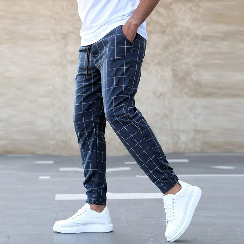 Men's Plaid Jogger Pants | Casual Drawstring-3