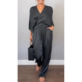 Women's Wrap Maxi Set | Wide Leg Pants-1