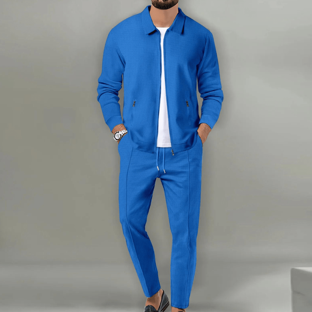 Men's Tracksuit Set | Zip Jacket Wide Leg Pants-5
