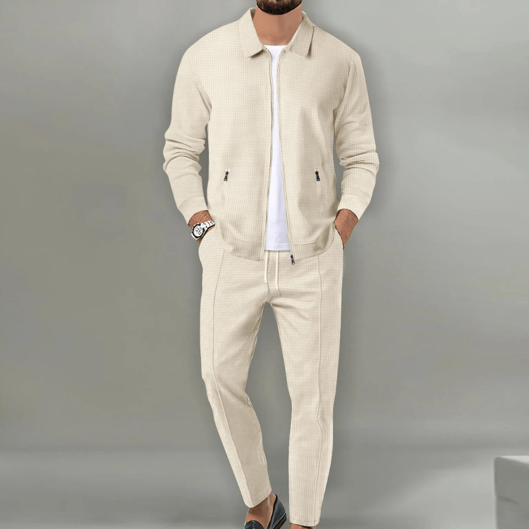 Men's Tracksuit Set | Zip Jacket Wide Leg Pants-1