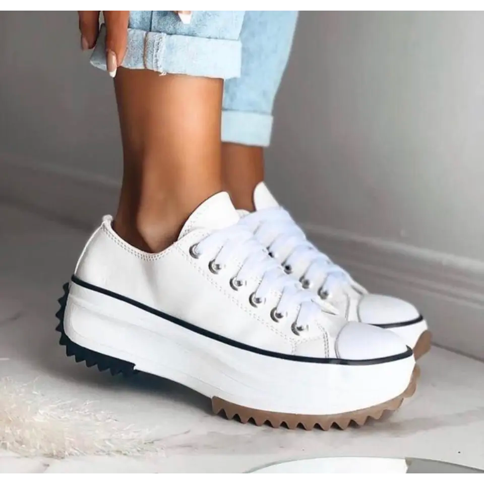 Women's Platform Sneakers | Black Chunky Sole Lace-Up-5
