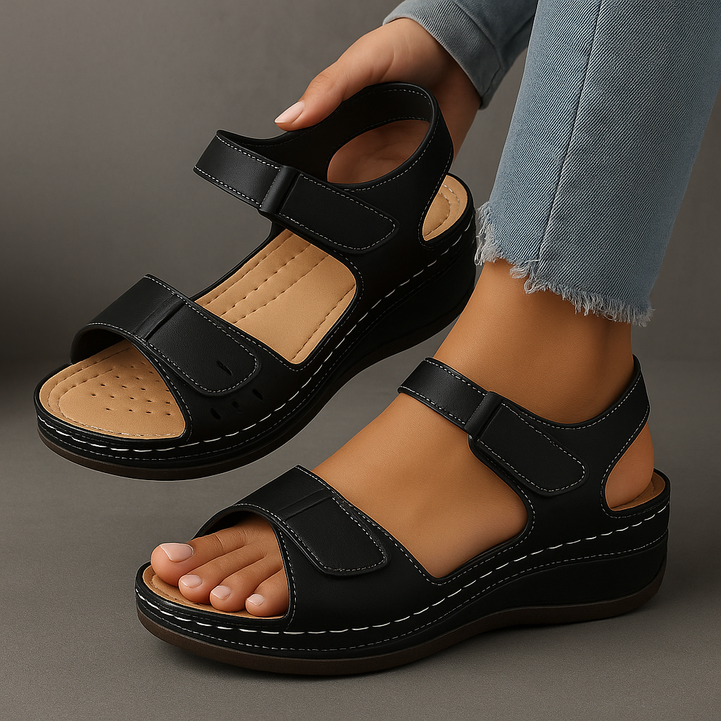 Women's Wedge Heel Sandals | Open Toe Ankle Strap-10