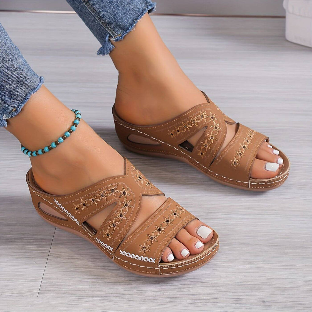 Women's Wedge Slide Sandals | Open Toe Slip-On-4