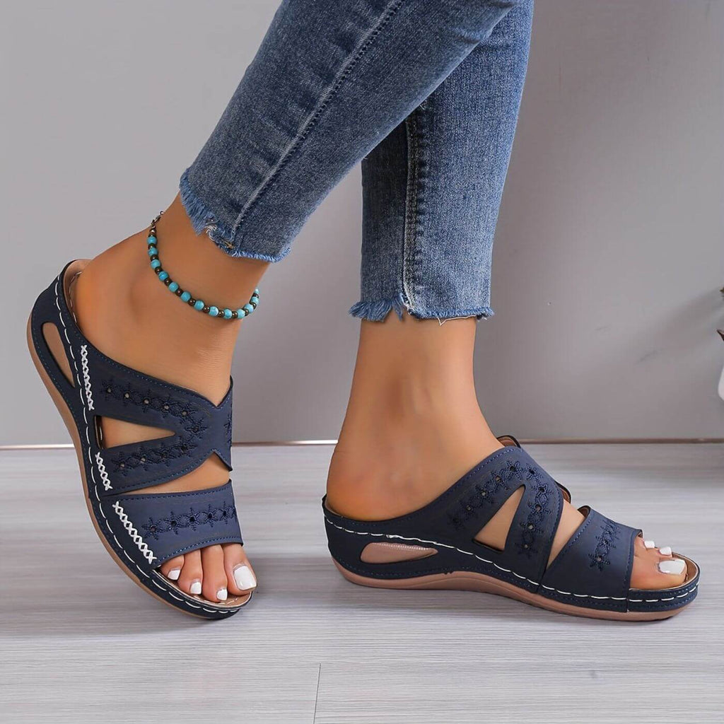 Women's Wedge Slide Sandals | Open Toe Slip-On-1