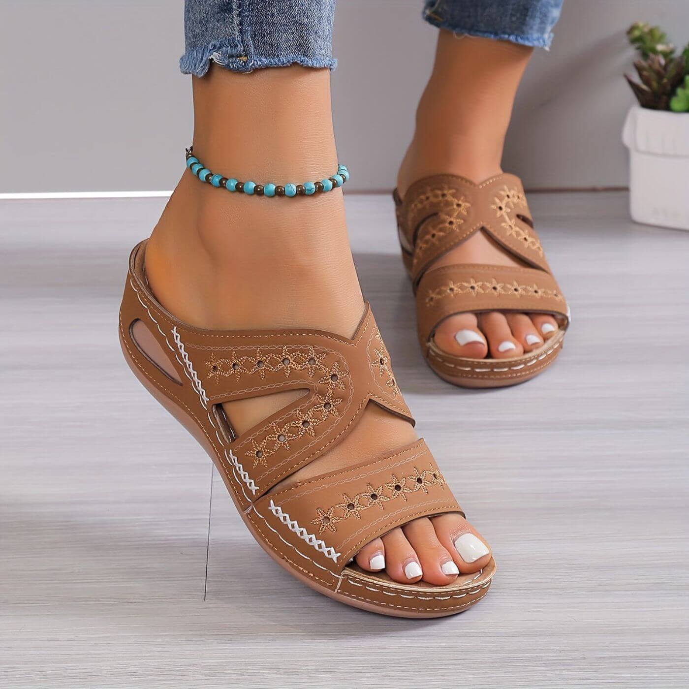 Women's Wedge Slide Sandals | Open Toe Slip-On-7