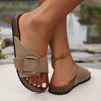 Women's Buckle Slide Sandals | Cork Sole-7