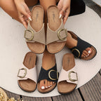 Women's Buckle Slide Sandals | Cork Sole-8