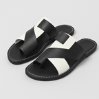 Women's Cross Slides | Black White-2