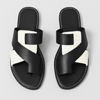 Women's Cross Slides | Black White-1