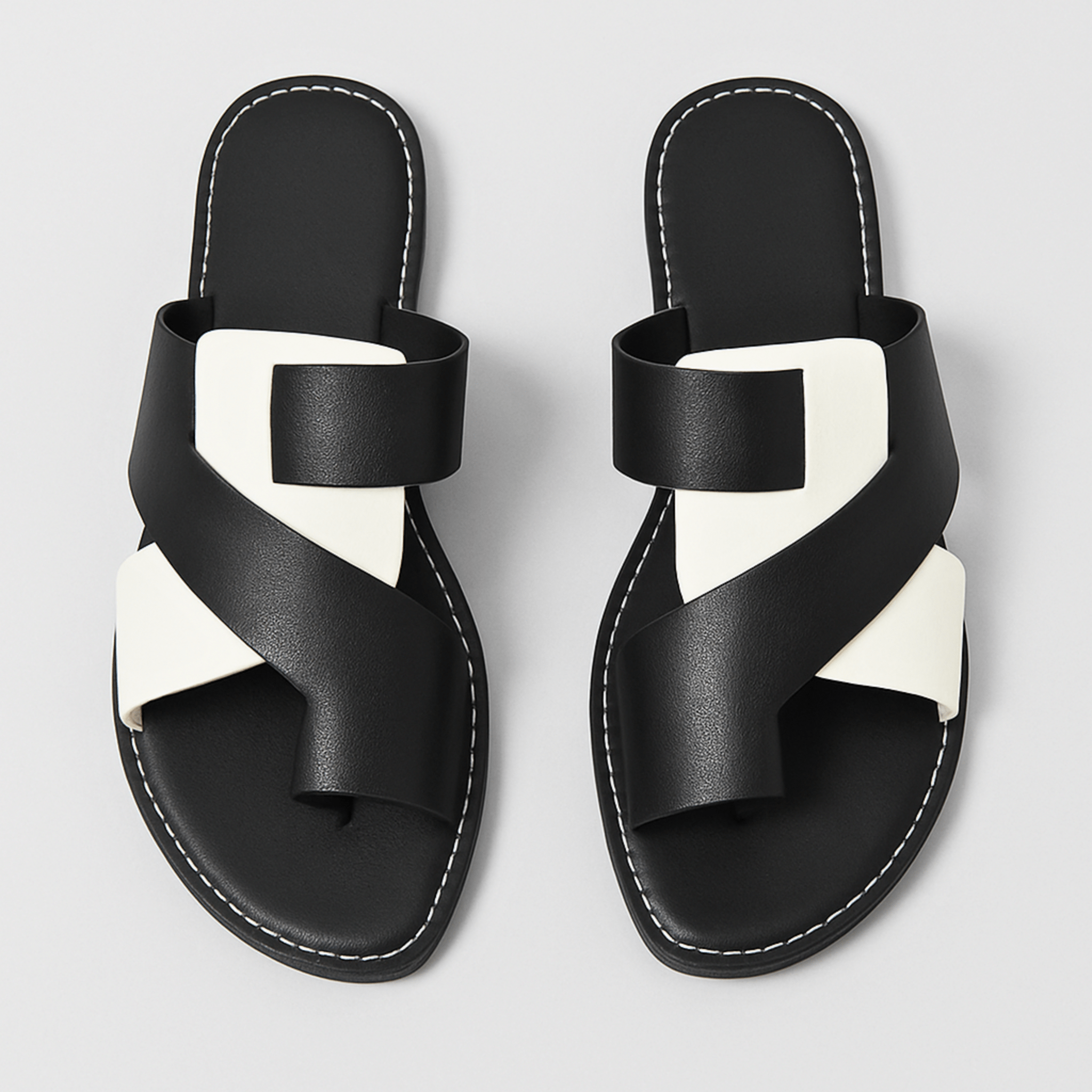 Women's Cross Slides | Black White-1