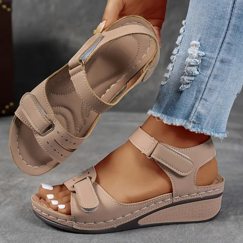 Women's Wedge Heel Sandals | Open Toe Ankle Strap-6