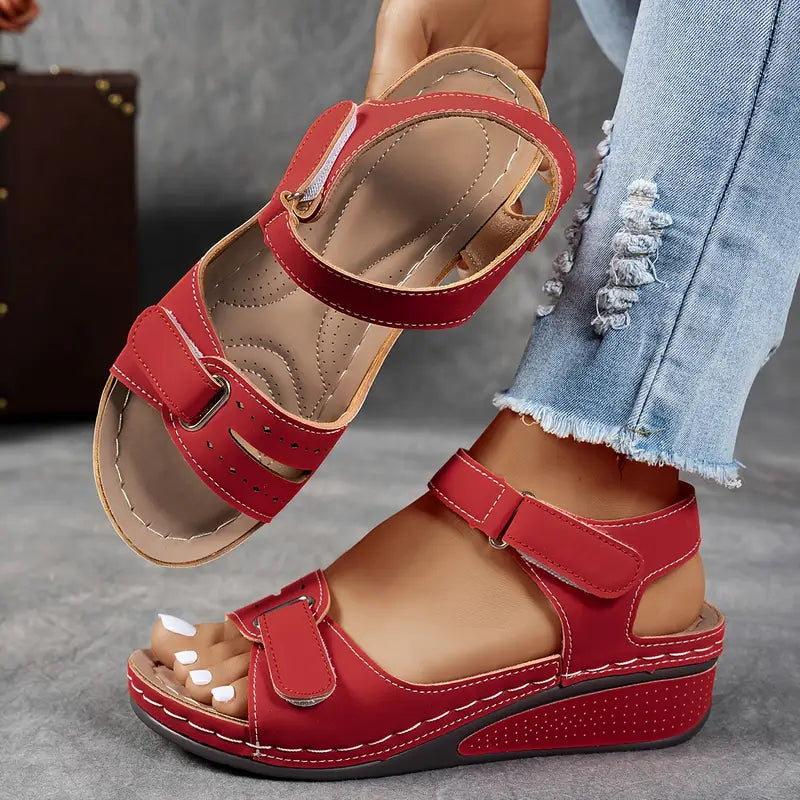 Women's Wedge Heel Sandals | Open Toe Ankle Strap-8