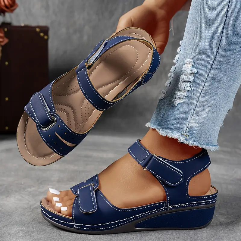 Women's Wedge Heel Sandals | Open Toe Ankle Strap-4