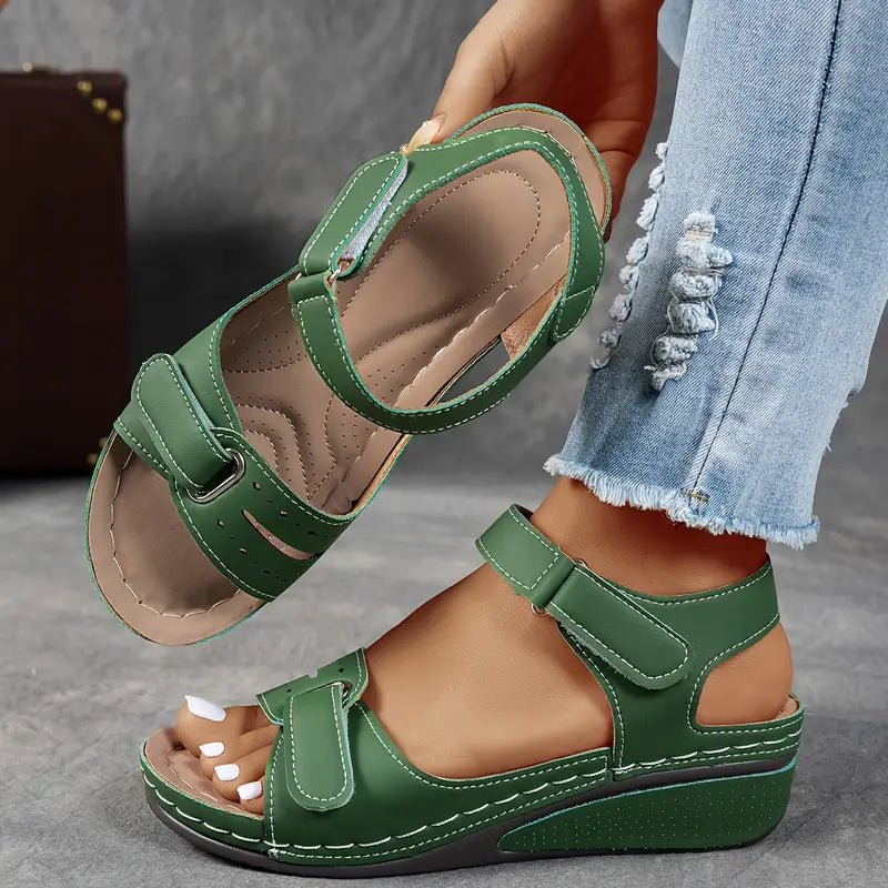 Women's Wedge Heel Sandals | Open Toe Ankle Strap-2