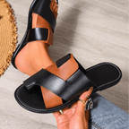 Women's Cross Slides | Black White-7