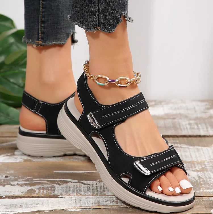 Women's Velcro Platform Sandals | Arch Support-10