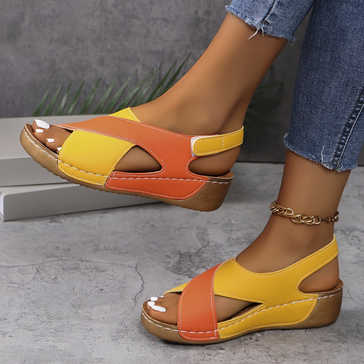 Women's Two-Tone Wedge Sandals | Summer Casual-11