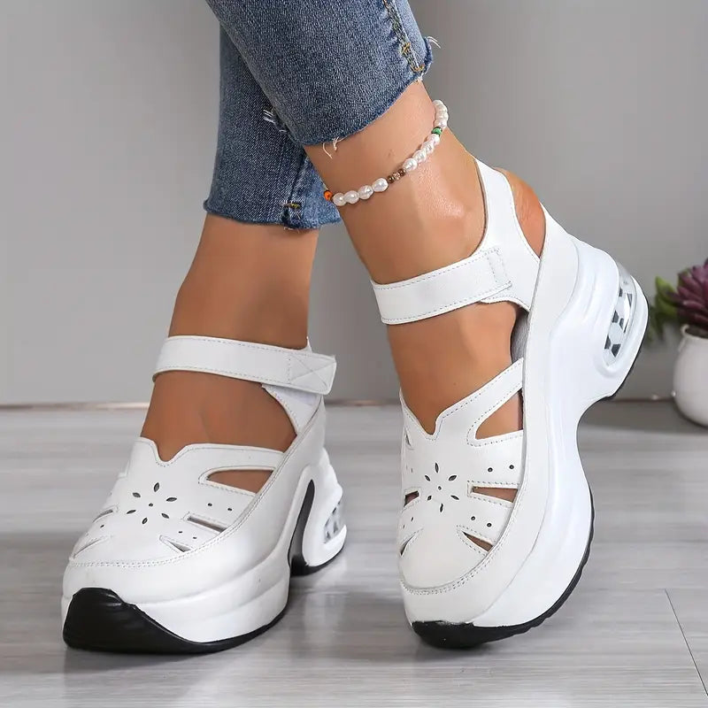 Women's White Wedge Sandals | Summer Casual-6