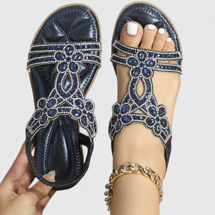 Women's Boho Rhinestone Sandals | Summer Flat-6
