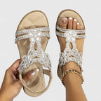 Women's Boho Rhinestone Sandals | Summer Flat-8