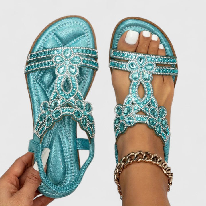 Women's Boho Rhinestone Sandals | Summer Flat-3