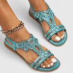 Women's Boho Rhinestone Sandals | Summer Flat-10