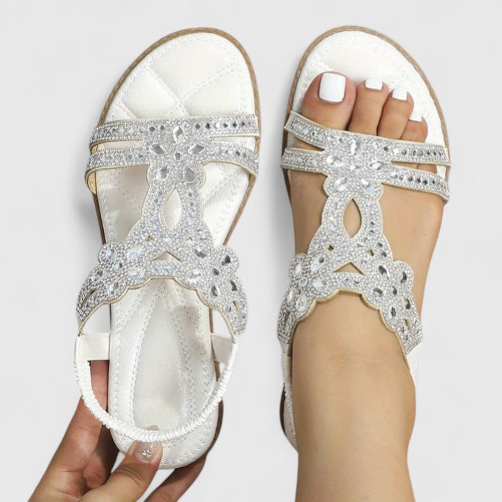 Women's Boho Rhinestone Sandals | Summer Flat-7