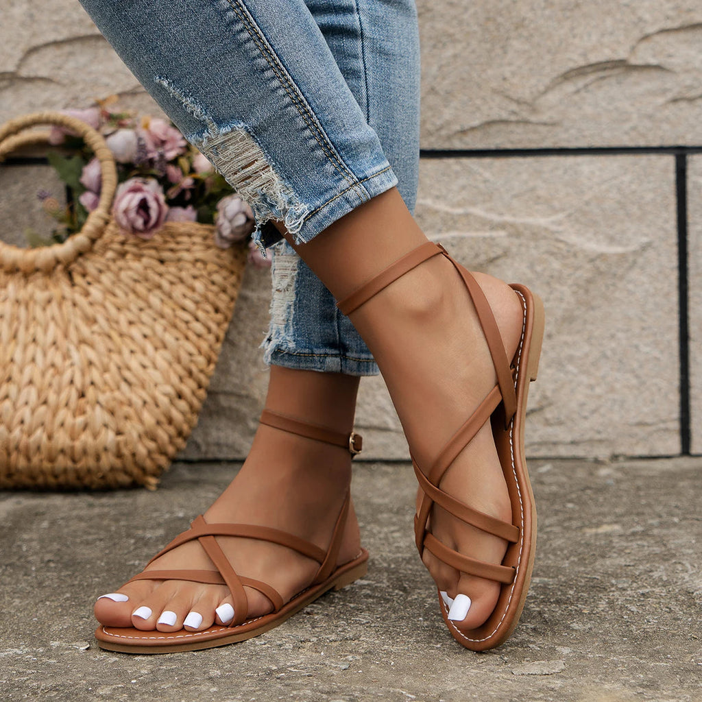Women's Strappy Flat Sandals | Summer Roman-6