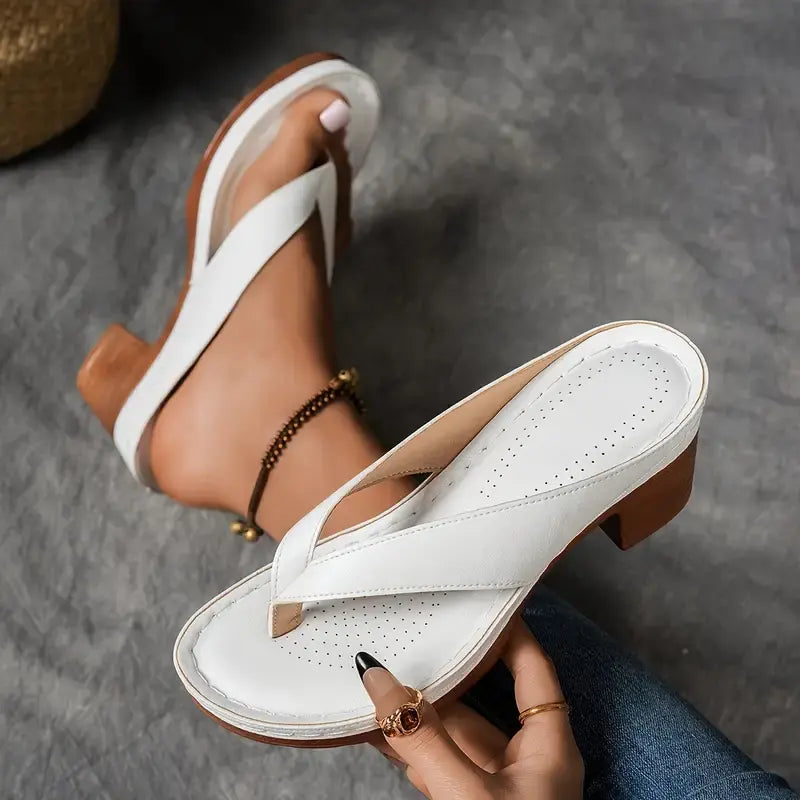 Women's Wedge Thong Sandals | Gold Platform Heel-5