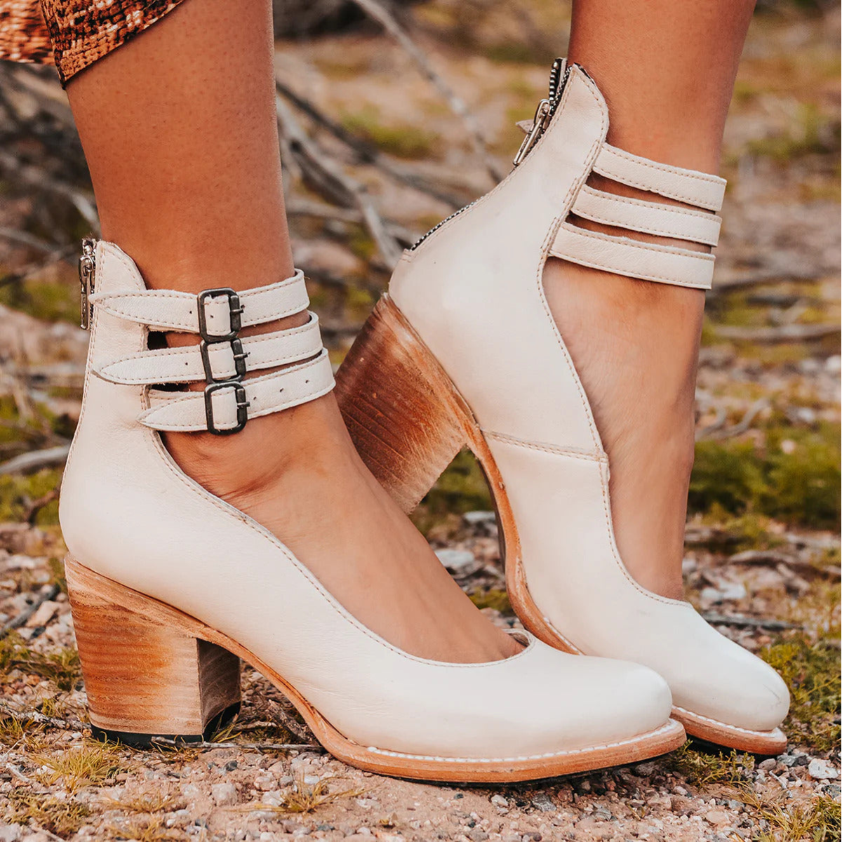 Women's Buckle Ankle Strap Booties | Chunky Block Heel-4