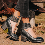 Women's Buckle Ankle Strap Booties | Chunky Block Heel-2