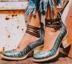 Women's Buckle Ankle Strap Booties | Chunky Block Heel-6