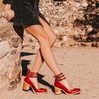 Women's Buckle Ankle Strap Booties | Chunky Block Heel-10