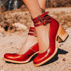 Women's Buckle Ankle Strap Booties | Chunky Block Heel-3